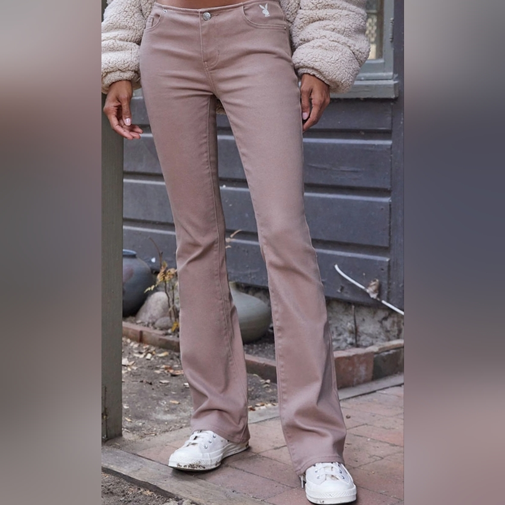 NWT Playboy By PacSun Brown No Waistband Low Rise Bootcut Jeans